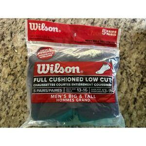 Wilson Big Men's Cushioned low cutSocks, 5-Pair black Size 13-16 New/Sealed Pkg.